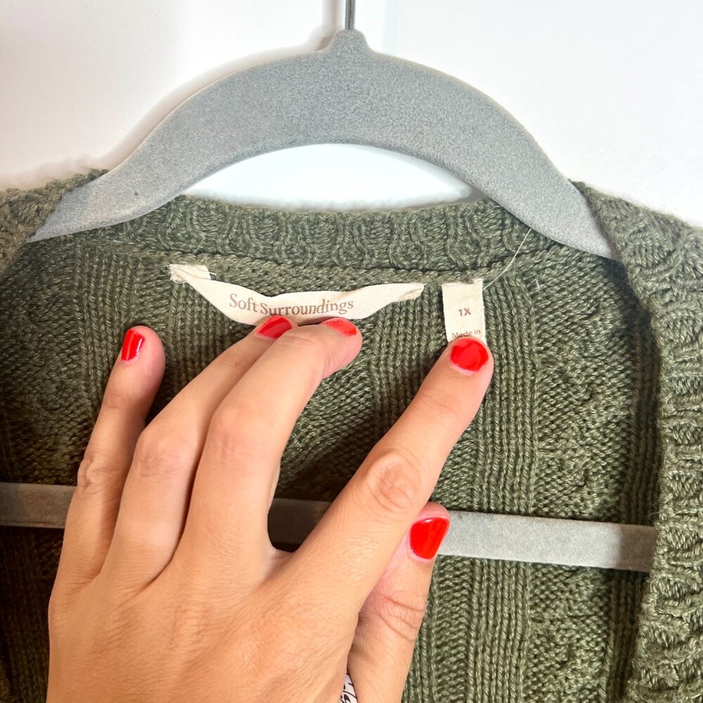 Soft Surroundings Olive Green Cardigan Sweater - Picture 2 of 5